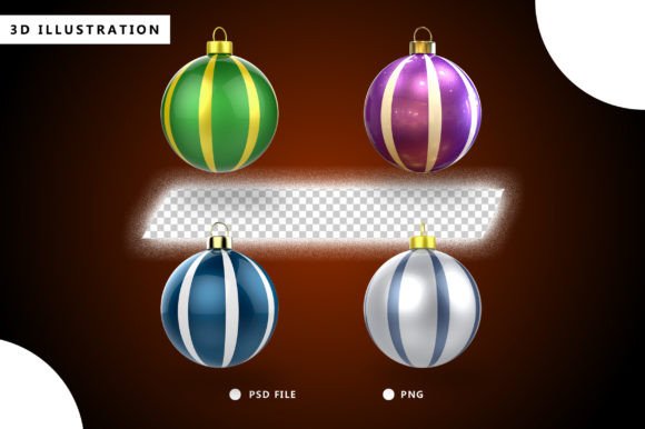 3d Colorful Christmas Balls Decoration: Festive Illustrations for Makers