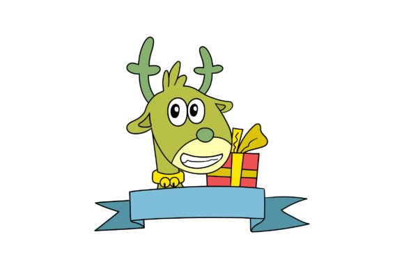 Christmas Banner Template with Reindeer for Modern Illustrations