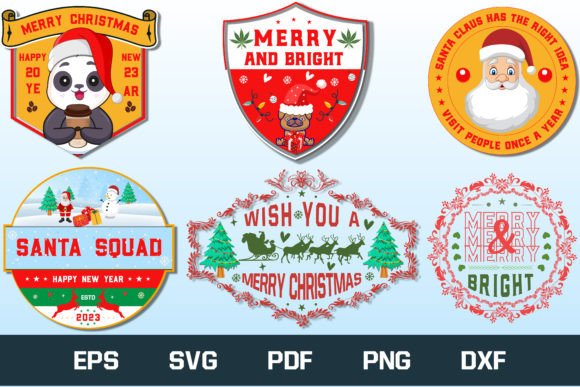 Christmas Label or Badge Design Bundle for Illustrations