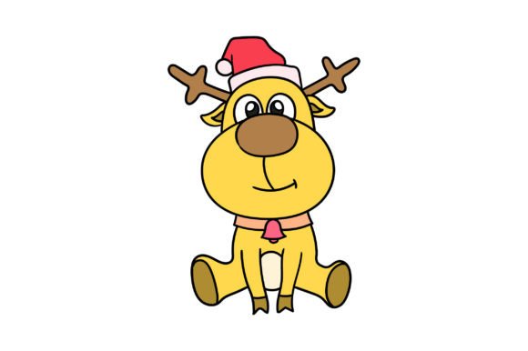 Christmas Reindeer Sitting Waiting in Illustrations