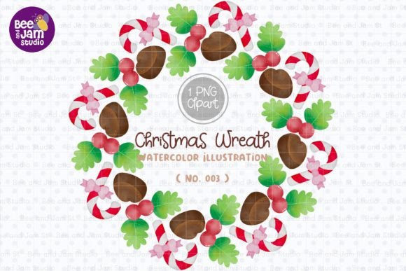 Christmas Wreath Watercolor PNG-003 for Modern Illustrations