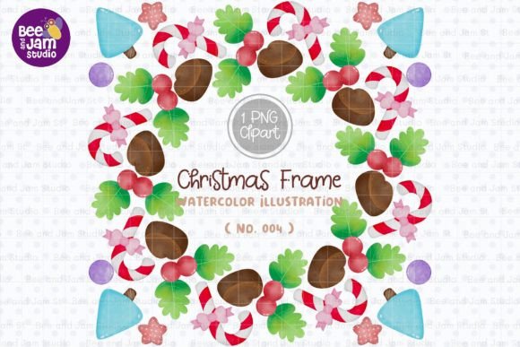 Christmas Wreath Watercolor PNG-004 for Modern Illustrations