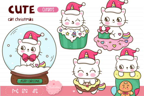 Cute Cat Unicorn Clipart. Cat Christmas: A Review for Illustrations