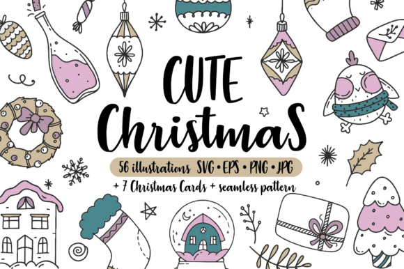 CUTE Christmas Doodle Illustrations for Local Branding
