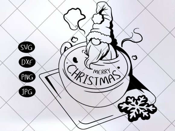 Cute Christmas Gnome in a Cup for Illustrations