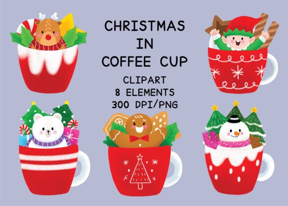 Cute Christmas in Coffee Cup Clipart Review
