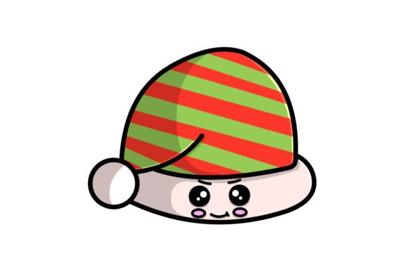 Cute Santa Hat Christmas Character Icon Illustrations