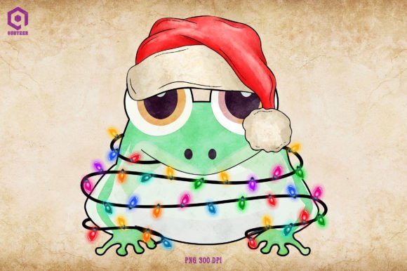 Frog Pig Christmas Tree Lights Illustrations for Crafters