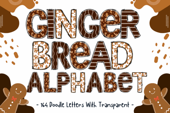Ginger Bread Christmas Alphabet 4 Set for Illustrations