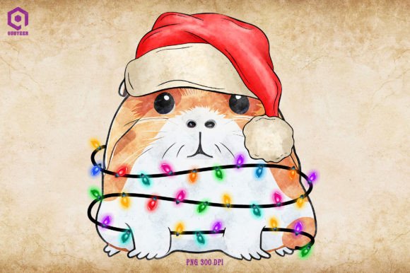 Guinea Pig Christmas Tree Lights Illustrations for Makers