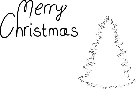 Merry Christmas Fir Tree Banner Outline Illustrations