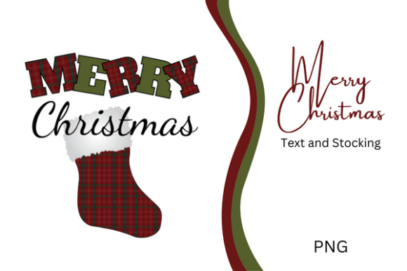 Merry Christmas Text and Stocking: Festive Illustrations for Local Brands
