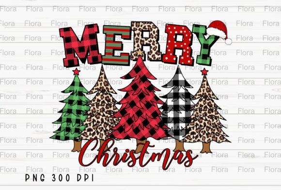 Merry Christmas Tree Buffalo Plaid PNG for Modern Illustrations