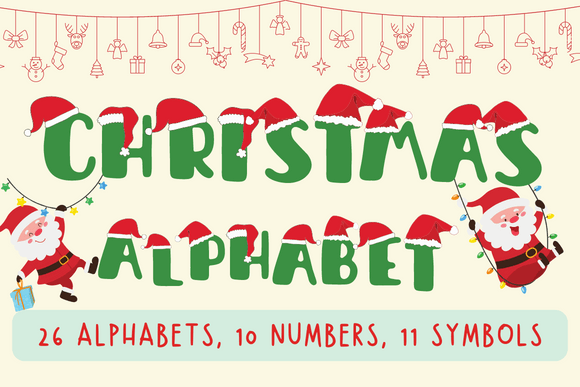 Santa Hat Christmas Alphabet Letter: Festive Illustrations for Local Brands