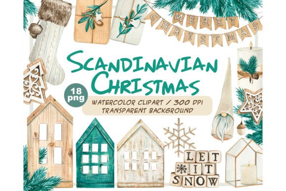 Scandinavian Christmas Clipart Set for Modern Illustrations