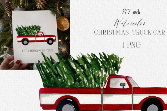 Watercolor Christmas Pickup Truck Car Embroidery Review